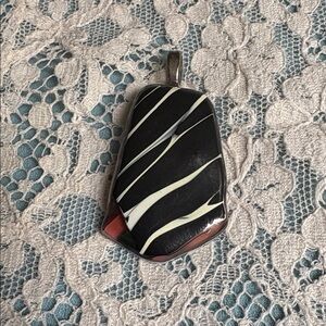 Artisan  Zebra  Handmade USA  Fused Glass Pendant